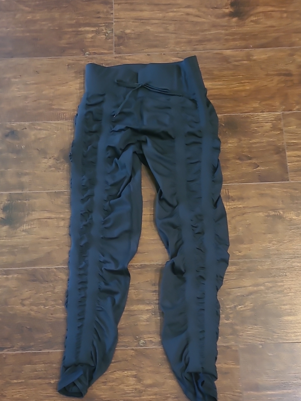 Skinnify Black Ruffle Leggings - Stretch Drawstring Waist Size Xl